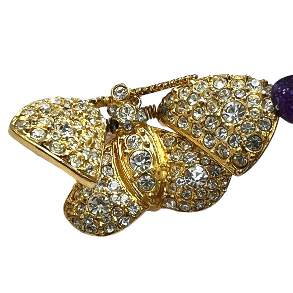 VINTAGE JOAN RIVERS PAVE CRYSTAL TREMBLER BUTTERFLY BROOCH W ARTICULATED WINGS - Picture 14 of 16